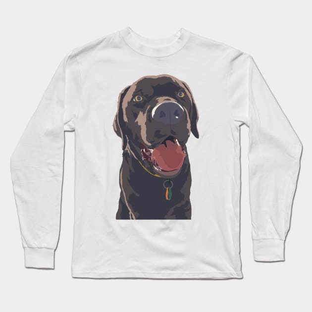 Chocolate Lab Long Sleeve T-Shirt by SteveMartzArt